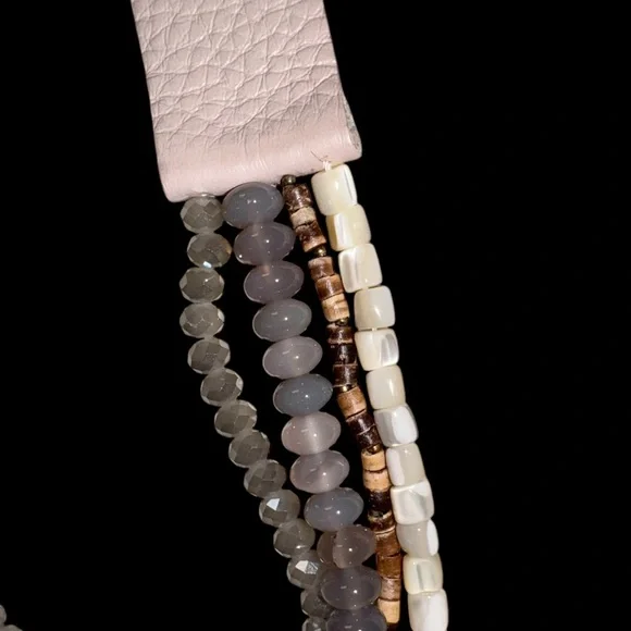 FAIRCHILD BALDWIN OF New York leather moonstone bead necklace - Picture 6 of 11